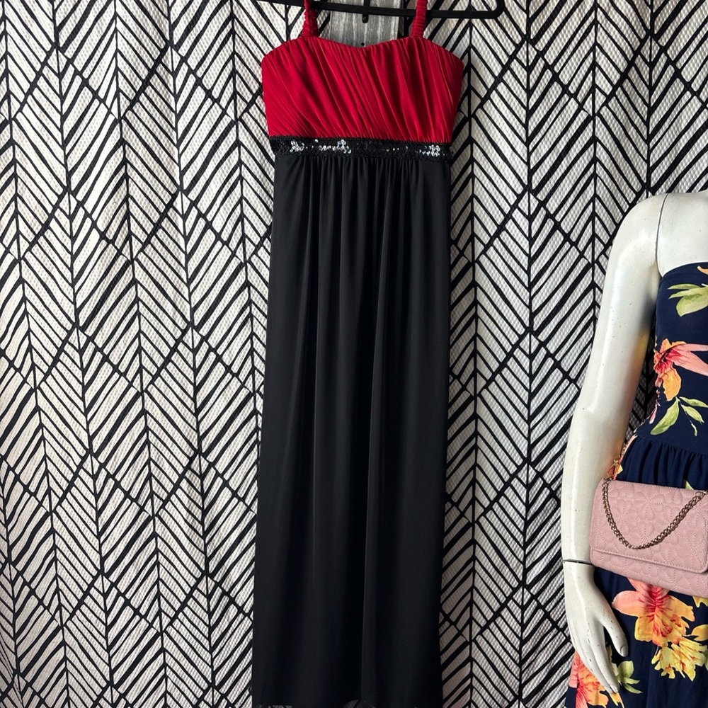 Elegant Red and Black Women's Dress